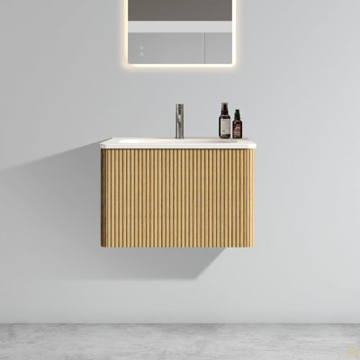 Meuble-lavabo rayé mural 24 po avec lavabo en céramique blanc 24 po