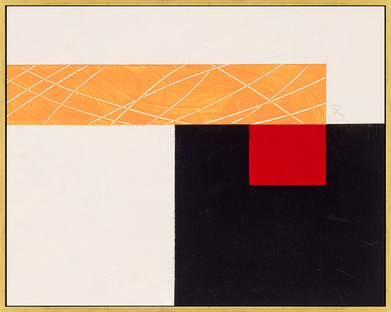 Composition With Yellow 1 by Robert Kamnatnik, 14" H x 20" W x 1.38" D, Gold Framed Canvas