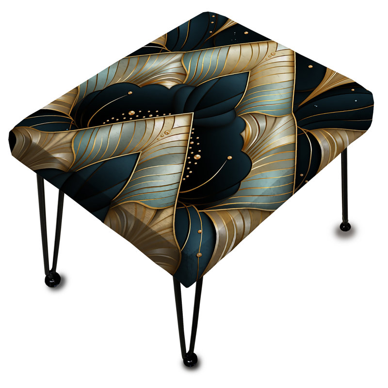 Repose-pieds rectangulaire émeraude et doré Art Deco Glamour Grandeur