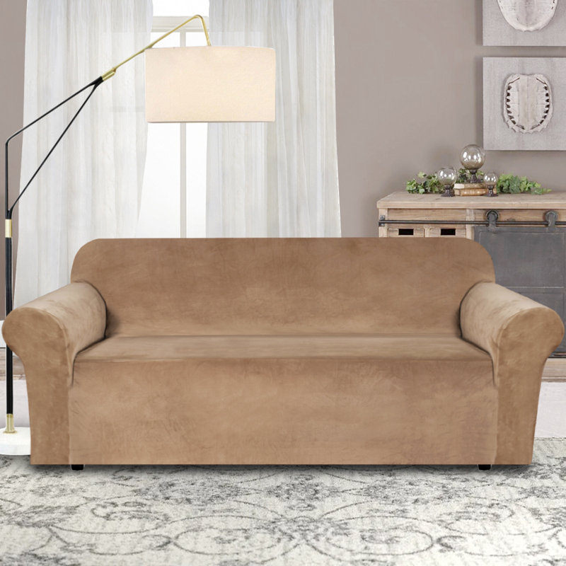 Housse de protection luxueuse en velours moelleux et extensible, H 55 po x l 96 po x P 37 po, Chameau