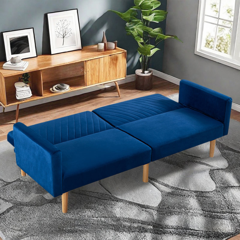 Canapé-lit futon Nahome Inbox, Bleu marine