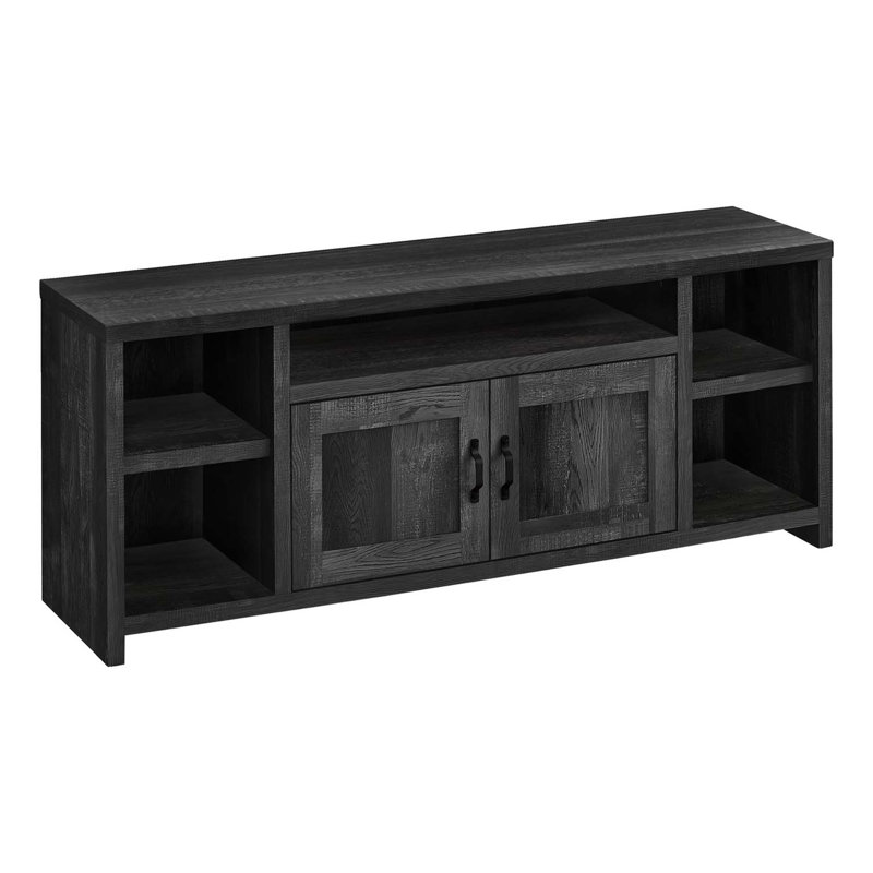 Meuble télé, console de 60 po, meuble multimédia, armoire de rangement, salon, chambre à coucher, Noir