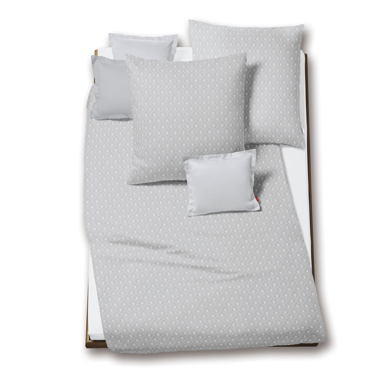 Zürich 255 TC Duvet Cover Set, Melange Silver, 155 x 220cm Duvet Cover + 1 Pillowcase