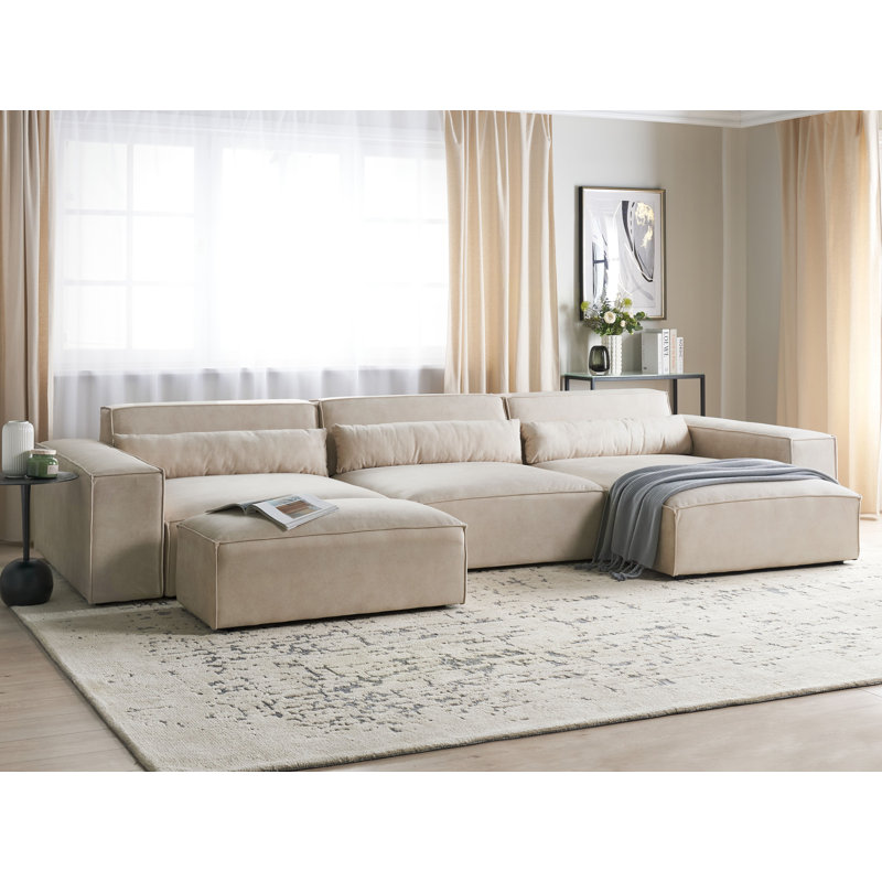 Boleslovas 3 Seater Sofa & Chaise, Beige, Left Hand Facing