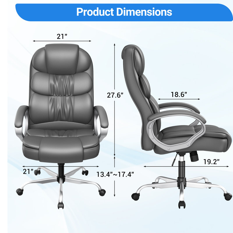 Carleen Executive Chair with Headrest, Gray