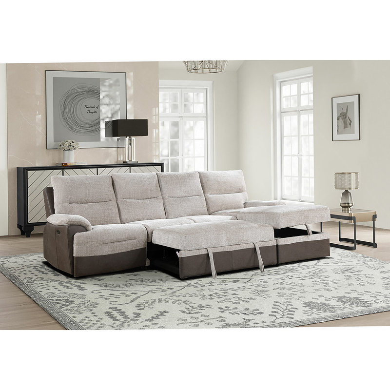 Canapé modulaire beige / brun Kia avec Po et USB