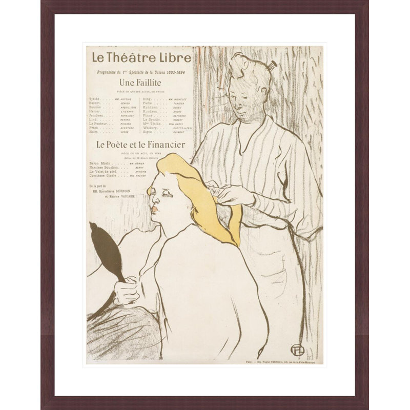 Programme pour la présentation du théâtre libre «Une Faillite» par Henri de Toulouse-Lautrec - Impression Giclée encadrée