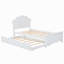 Lit plateforme simple en bois avec tête de lit et lit gigogne simple, blanc-26721144