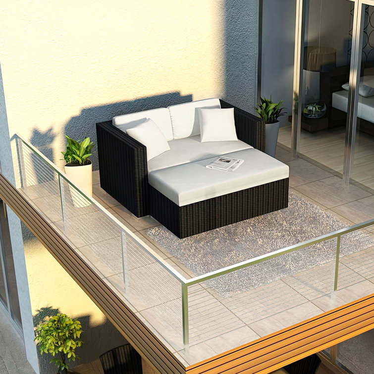 Suffern 63'' Wide Powder Coated Aluminum Patio Daybed with Cushions
