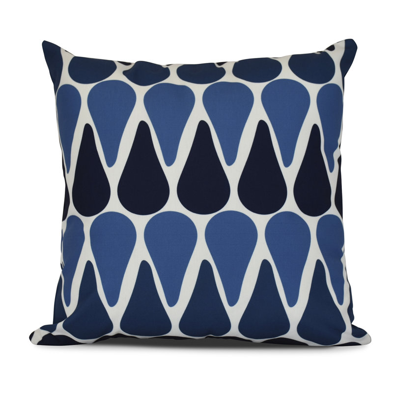 Sail, Sun, & Fun Geometric Outdoor Reversible Throw Pillow, Navy Blue, 18" H x 18" W x 3" D