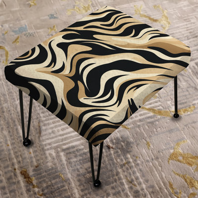 Mocha Zebra Stripes Striped Pattern II - Abstract Rectangle Ottoman by Design Art