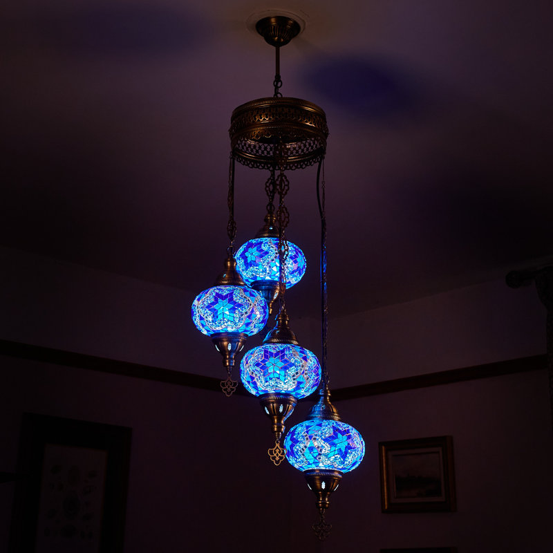 Karlie 4 - Light Cluster Globe Pendant, Blue