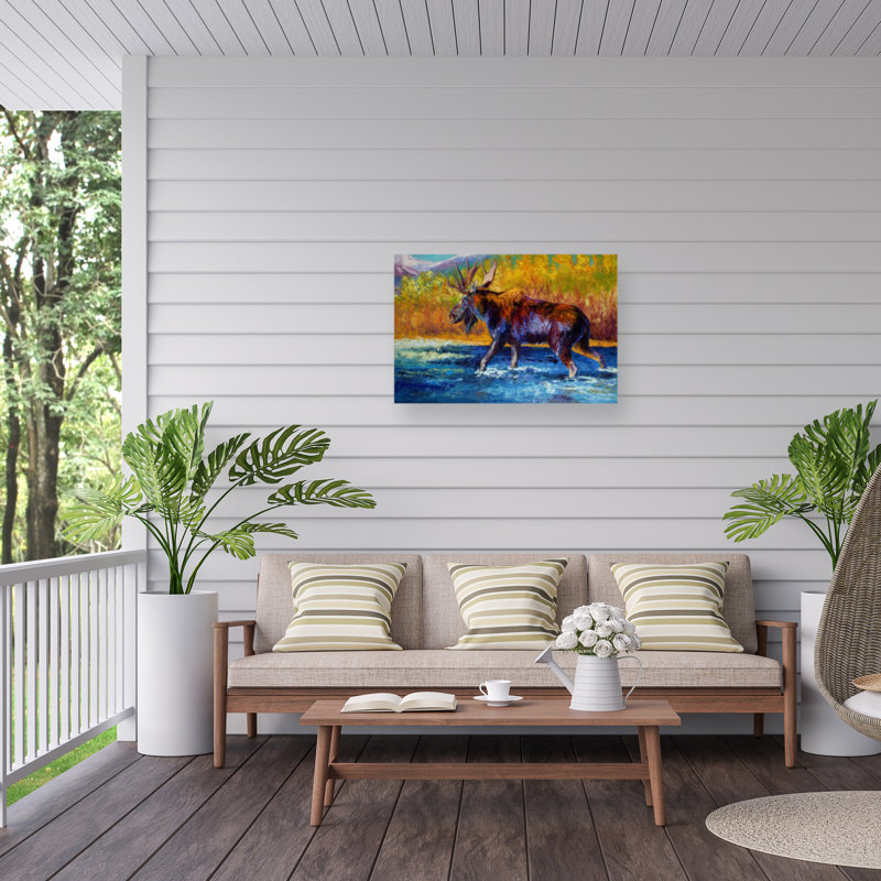 Décoration murale d'extérieur Chyrisse Autumns Glimpse Moose, L 32 po x H 22 po