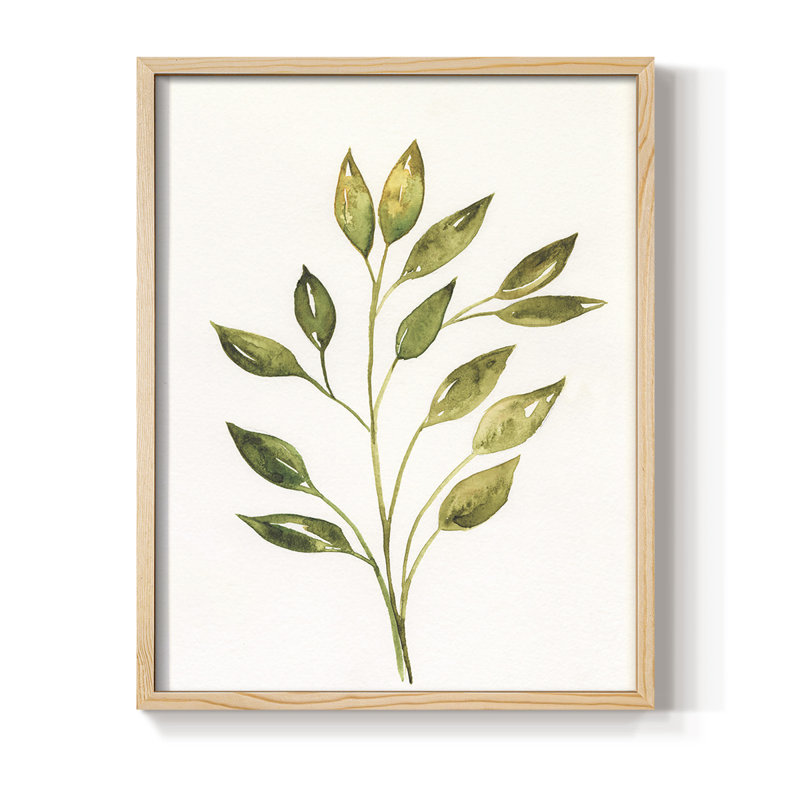 Reproduction encadrée de brindille simple II - bois massif, H 15 po x l 12 po, Naturel