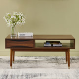 Sabornton 40" Wooden Coffee Table with Drawer, Walnut