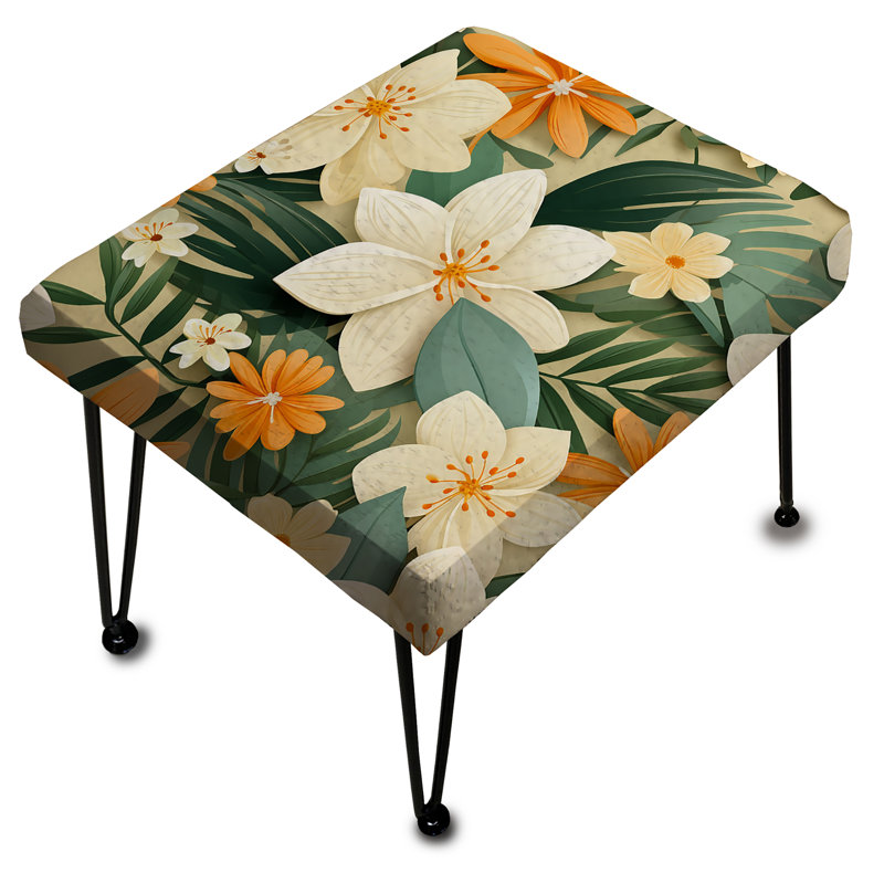 Mango Bloom - motif tropical II - repose-pieds rectangulaire tropical