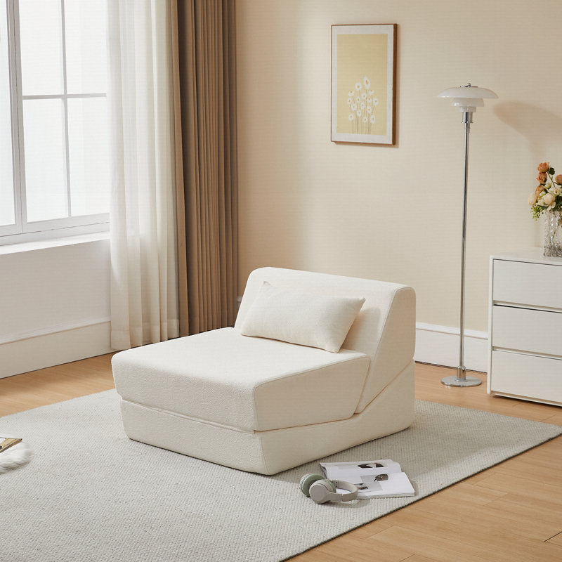 Canapé convertible en tissu d'alpaga Boneless Leisure, Beige