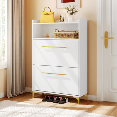 Levasy 28 Pair Shoe Storage Cabinet with 2-Storage Shelve