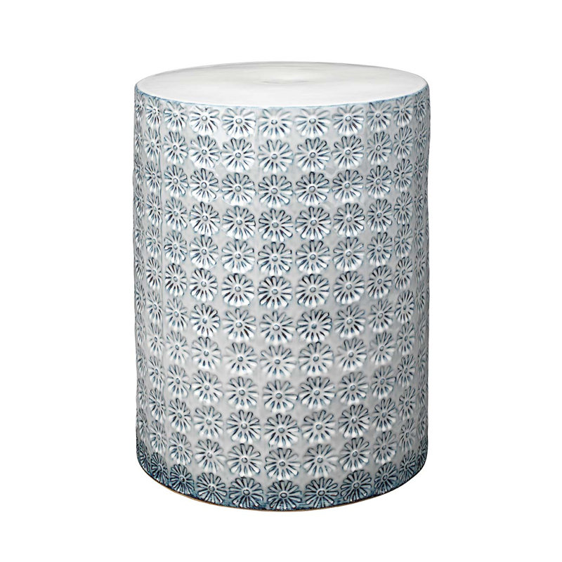 Blue and White Ceramic Round Side Table