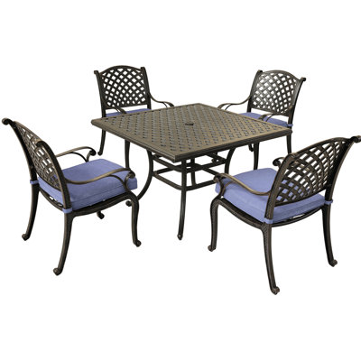 Carré de patio carré en bleu marine -, fondu - pour espaces extérieurs 4 aluminium avec coussins rouille - porche polyvalent