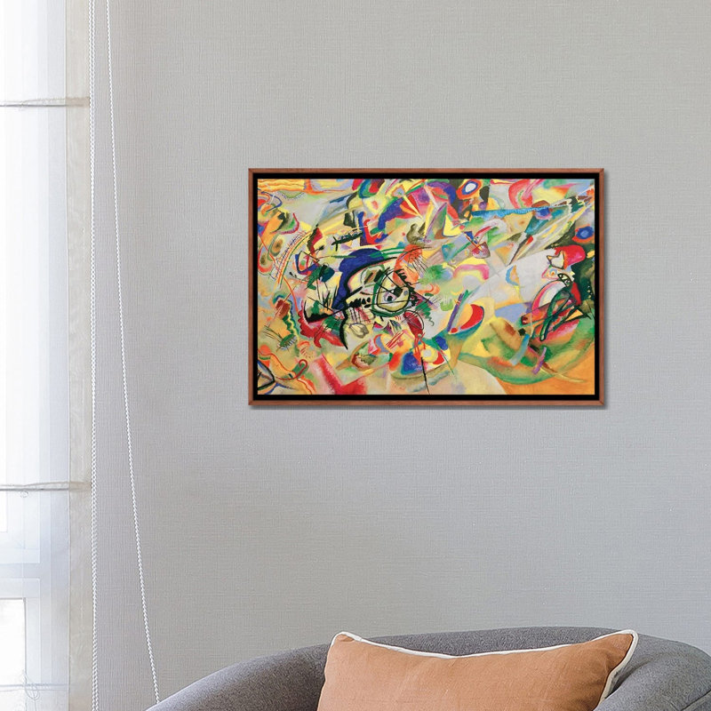 « composition vii » par wassily kandinsky,-impression, H 18 po x l 26 po x P 1,5 po, Toile avec cadre en bois classique