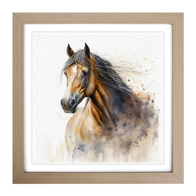 Horse Watercolour - Single Picture Frame Print on Wood