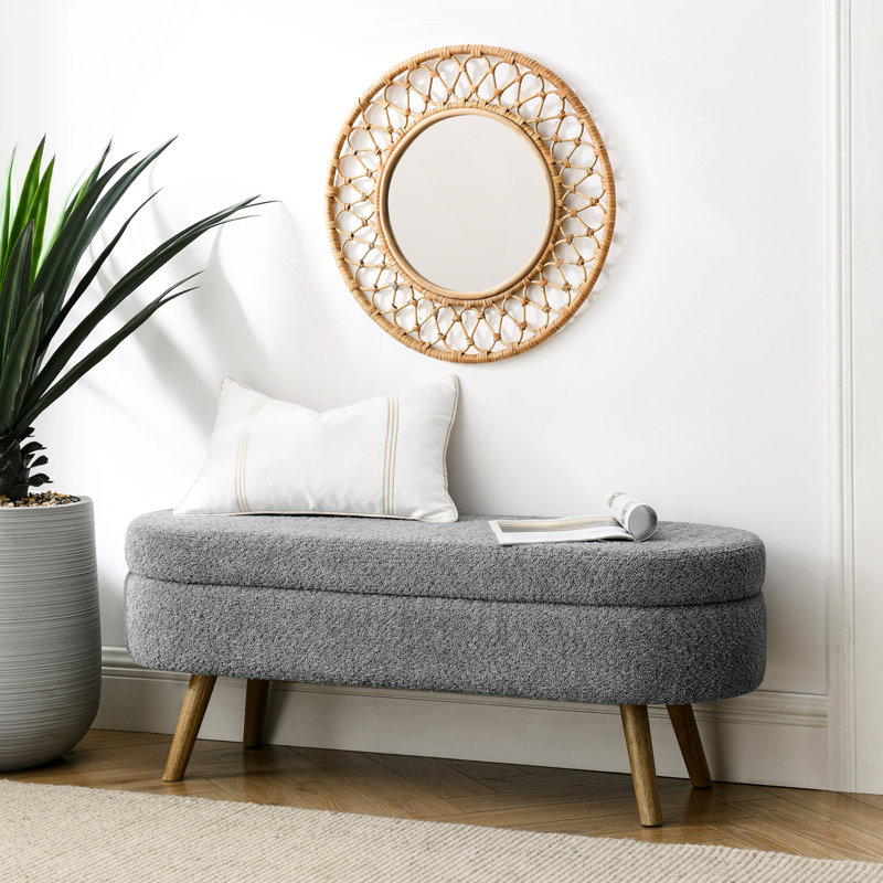 Banc de rangement rembourré 2 places Maly, Gris foncé