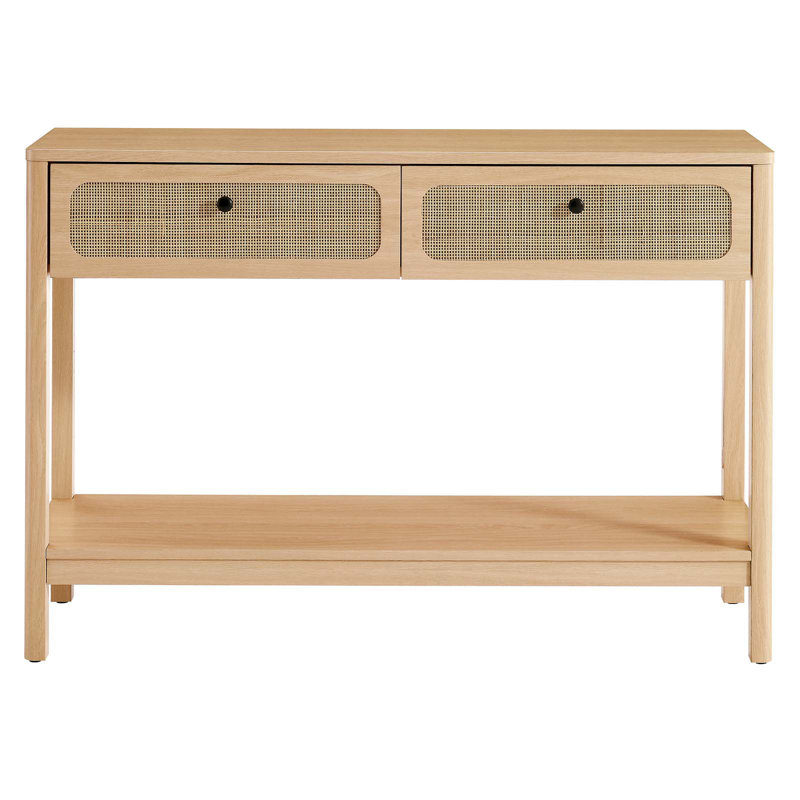 Modway Chaucer Wood Entryway Console Table In Oak, Oak/Black/Gray