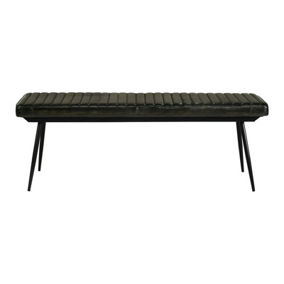 Bench With Firm Cushion, Black Metal Legs For Support Leather Side Bench, Base An Elegant Look