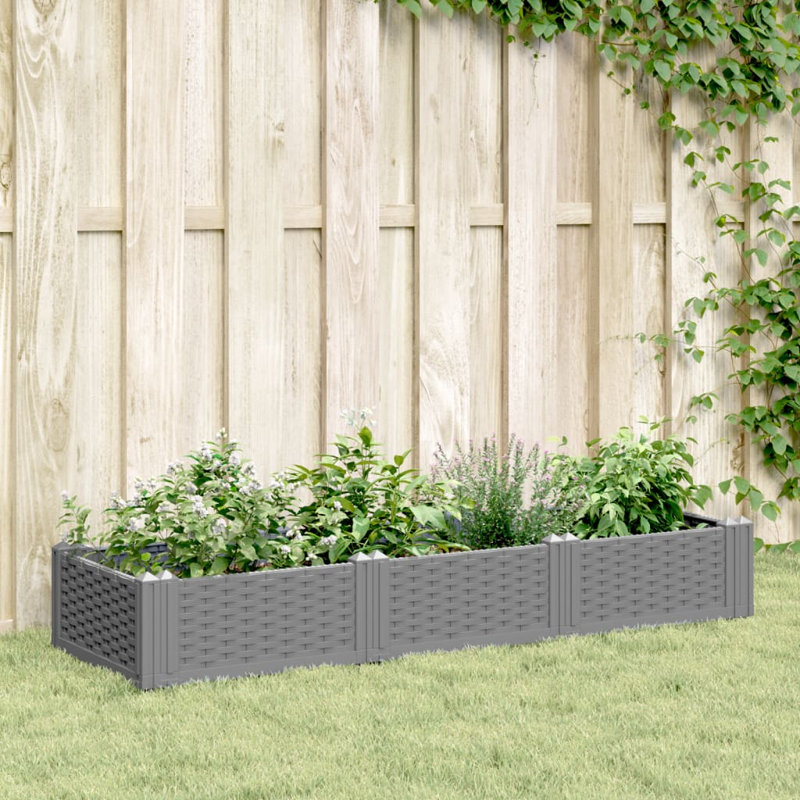 Burgos Wood Planter, Grey, 28.5cm H x 42.5cm W x 42.5cm D
