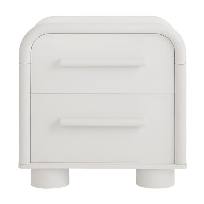Rayshawn Curved 2-Drawer Nightstand in White Matte