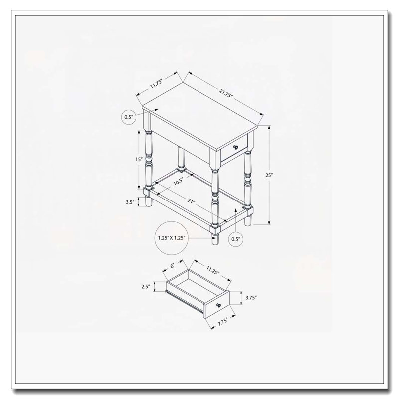 Storage 2 Tier Accent Table, End, Side Table, Nightstand