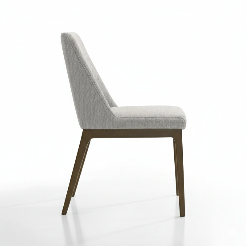 7-Piece Dining Table Set, Seats 6, 82.7" Superellipse Oak Table with Wood Panel Legs & 6 Curved-Back Grey Chairs
