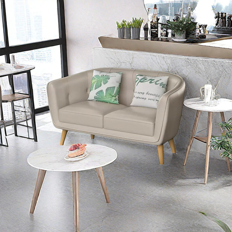 Banc rembourré en similicuir Casual, Kaki