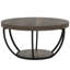 Table basse ronde en bois gris à 2 niveaux avec rangement, élément de décoration moderne et durable pour le salon