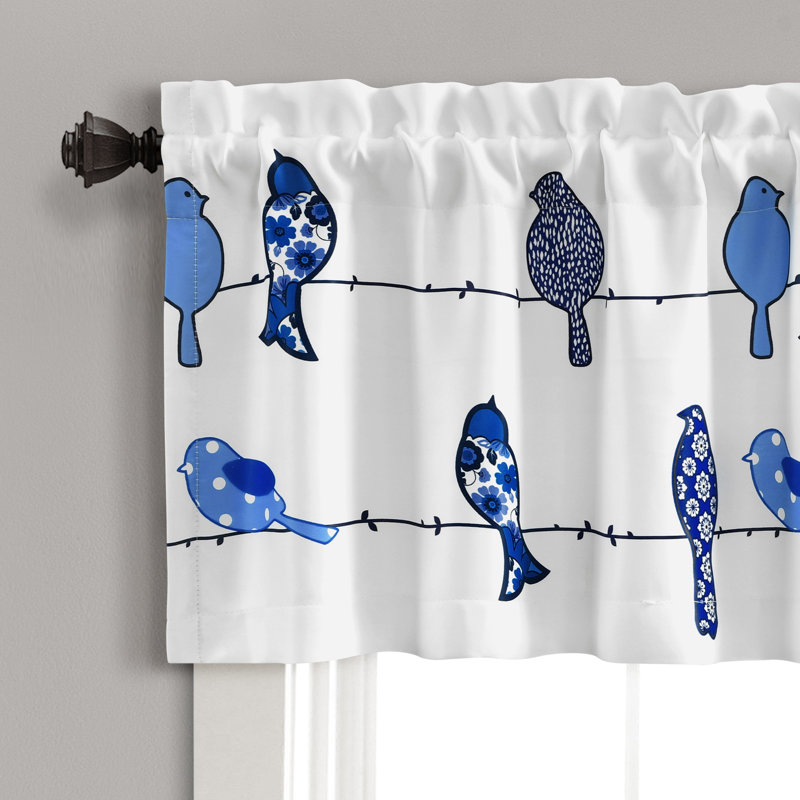 Rowley Birds Tailored Window Valance, Navy