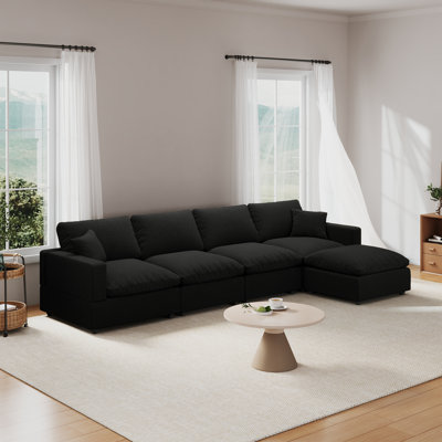 Upholstered Sectional Sofa, Cloud Sofa Couch L-Shaped Modular Sofa for Living Room Office Apartment by Latitude Run