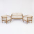 Oxton 4-Person Modern Organic Acacia Wood Patio Conversation Set With Woven Rope Club Chairs And Loveseat For Patio, Porch, Garden & Balcony