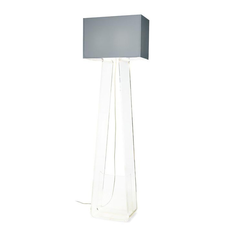 Tube Top Table Lamp, 14" H x 9.5" W x 4.5" D, Clear/Silver