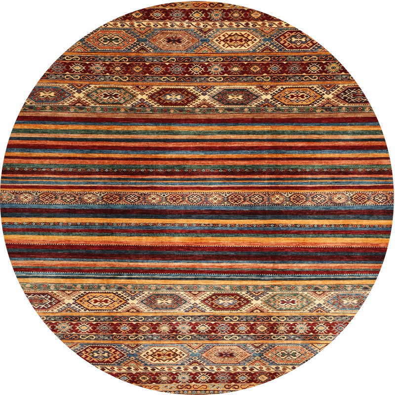 Tapis brun / jaune Southwestern, Rond 6 pi