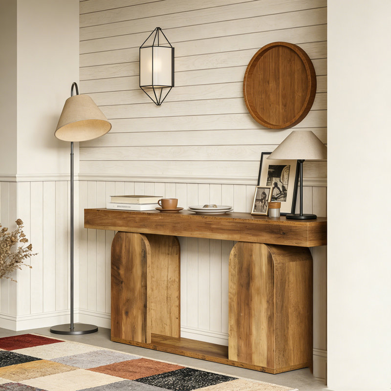 Rustic Console Table Sofa Table Hallway Table, Dark Brown
