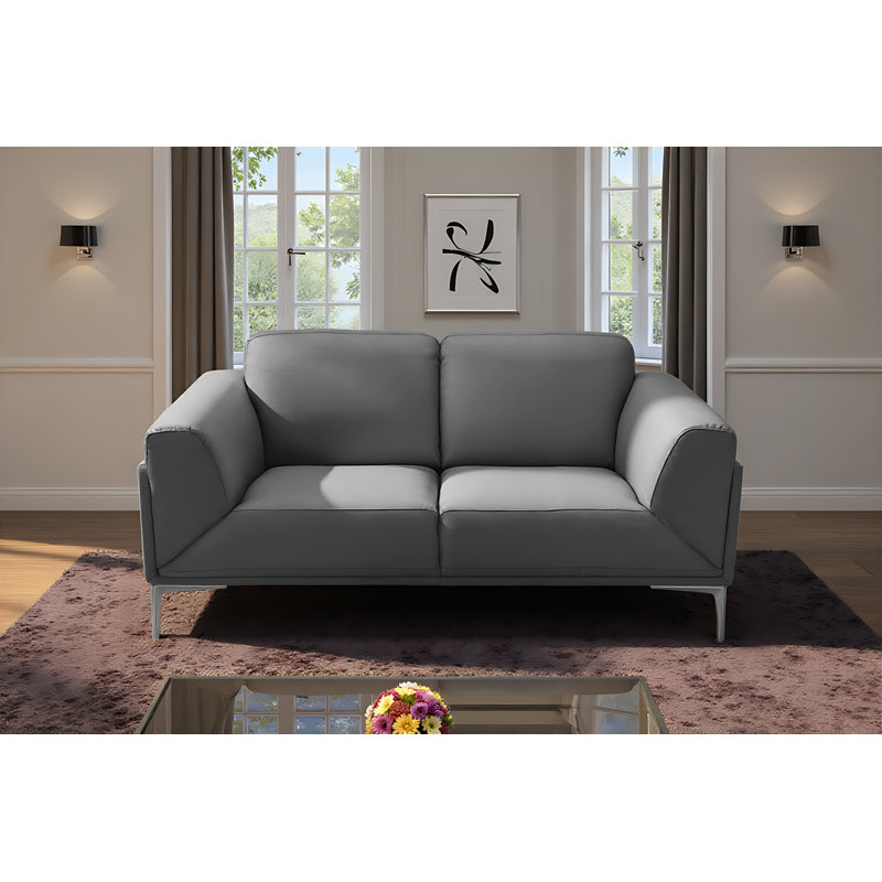 Causeuse en cuir gris Michailas