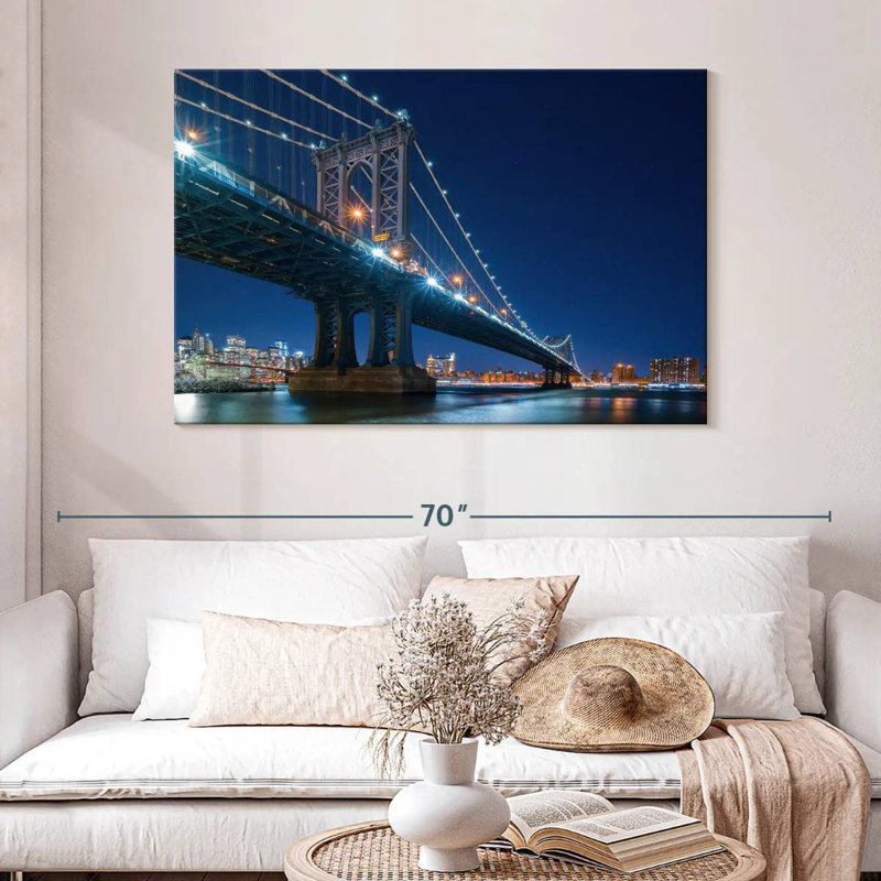 Lilie NYC Bridge At Night, H 32 po x l 48 po