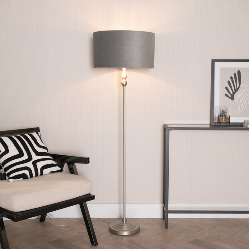 Travilah 151cm Traditional Floor Lamp, Brushed, Grey/Chrome, No