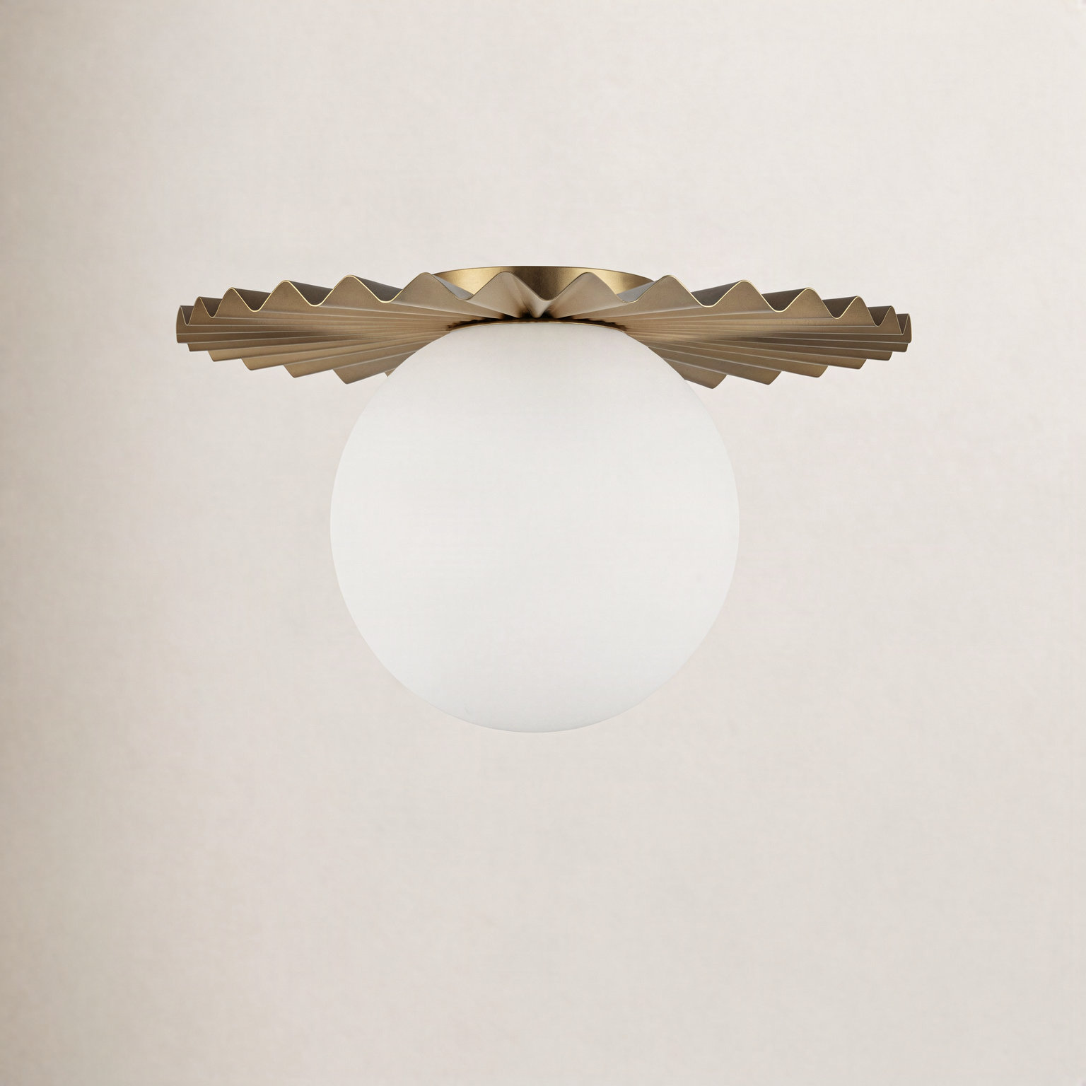 Laki Single Light Glass Flush Mount, 8.63" H x 13.88" W x 13.88" D, Brushed Gold