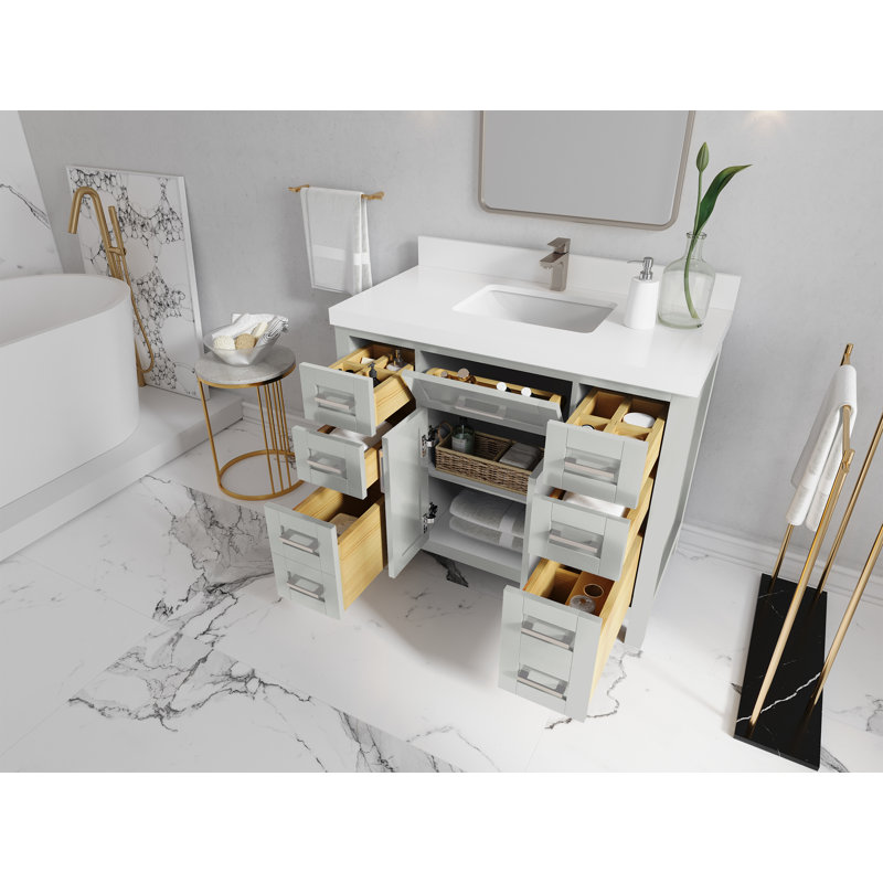 42'' Single Bathroom Vanity with Quartz Top, Empira