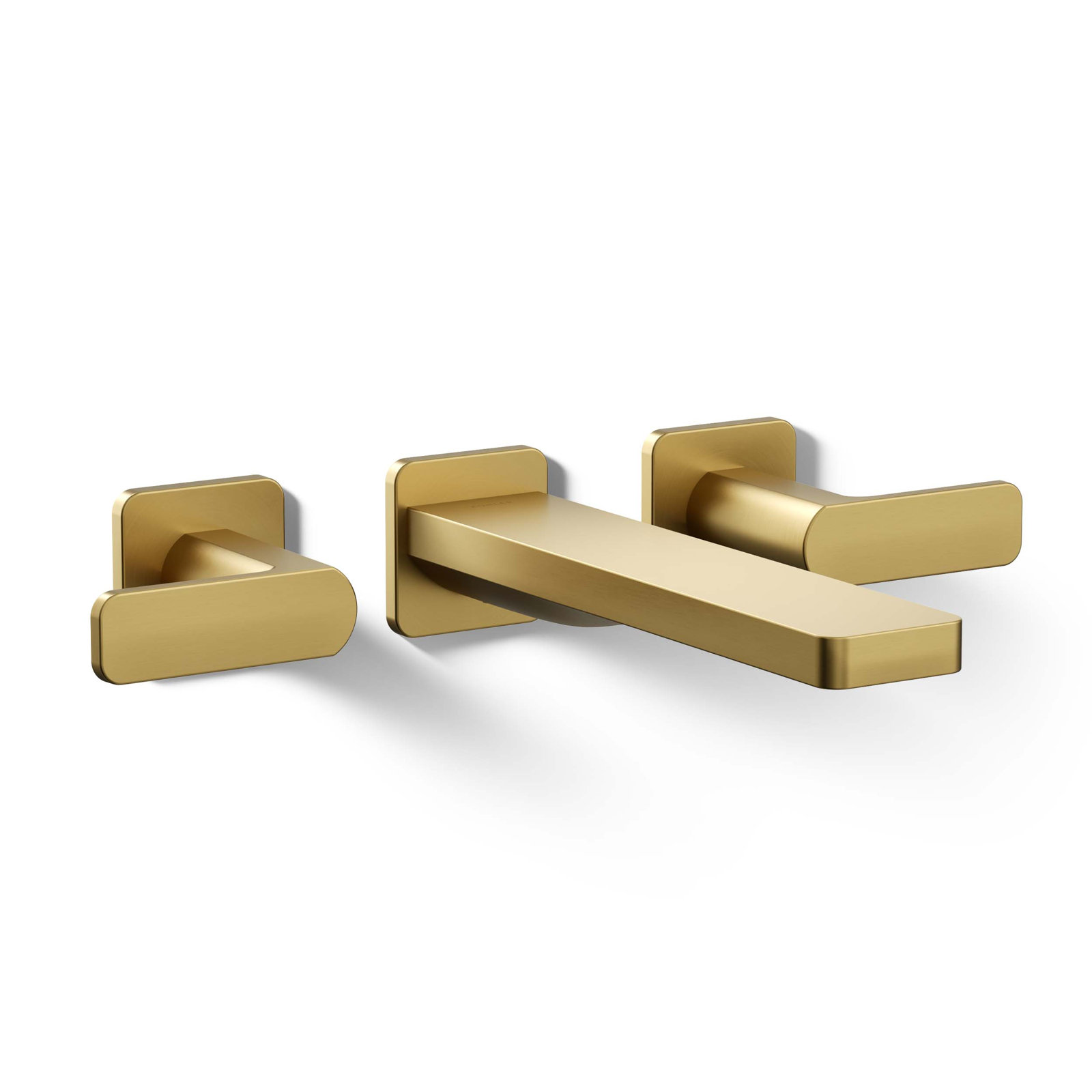 Parallel Wall Mount Bath Filler Trim, Vibrant Brushed Moderne Brass