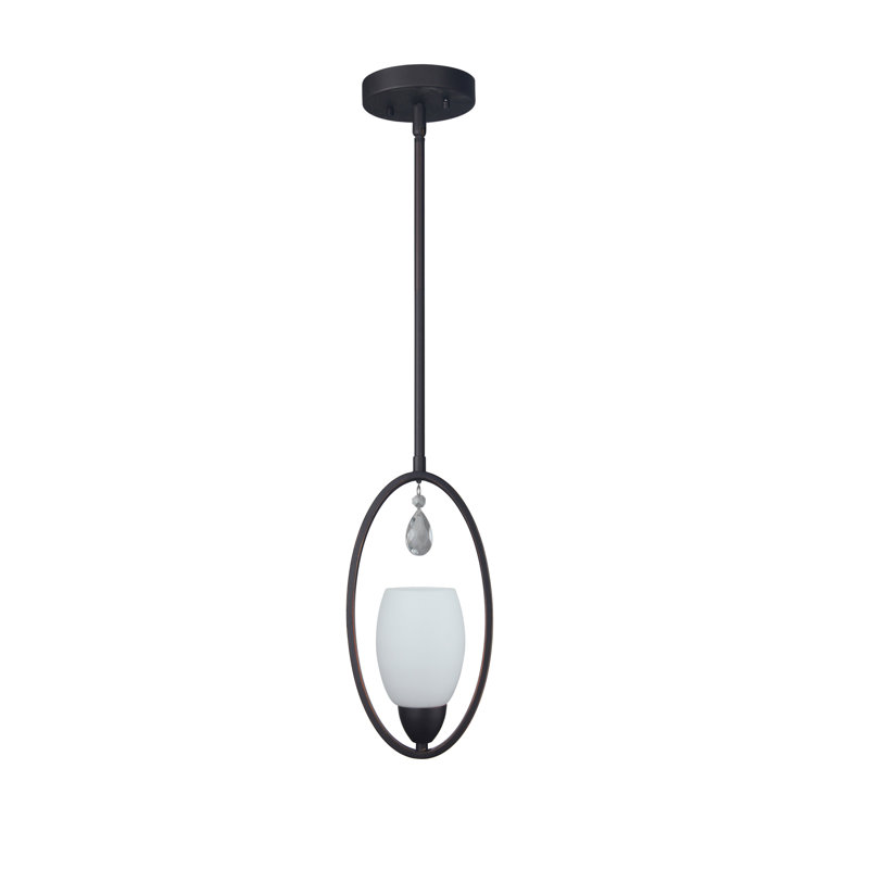 Luminaire suspendu géométrique unique à 1 lumière avec accents de cristal Berenice, Bronze