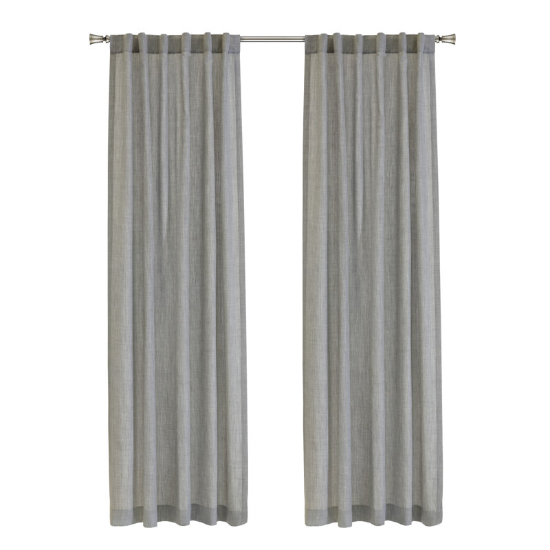 Johnstown Light Filtering Dual Header Curtain Panel 52 x 108 in Silver, 52" W x 108" L
