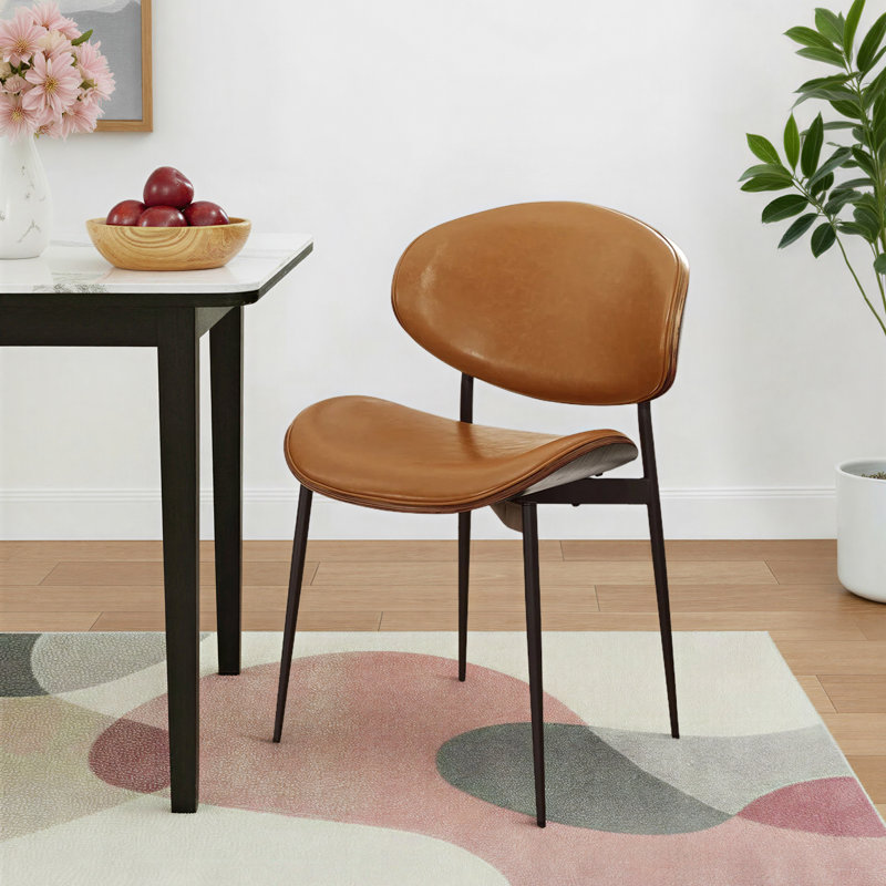 Chaise de salle à manger rembourrée Schrader, Brun
